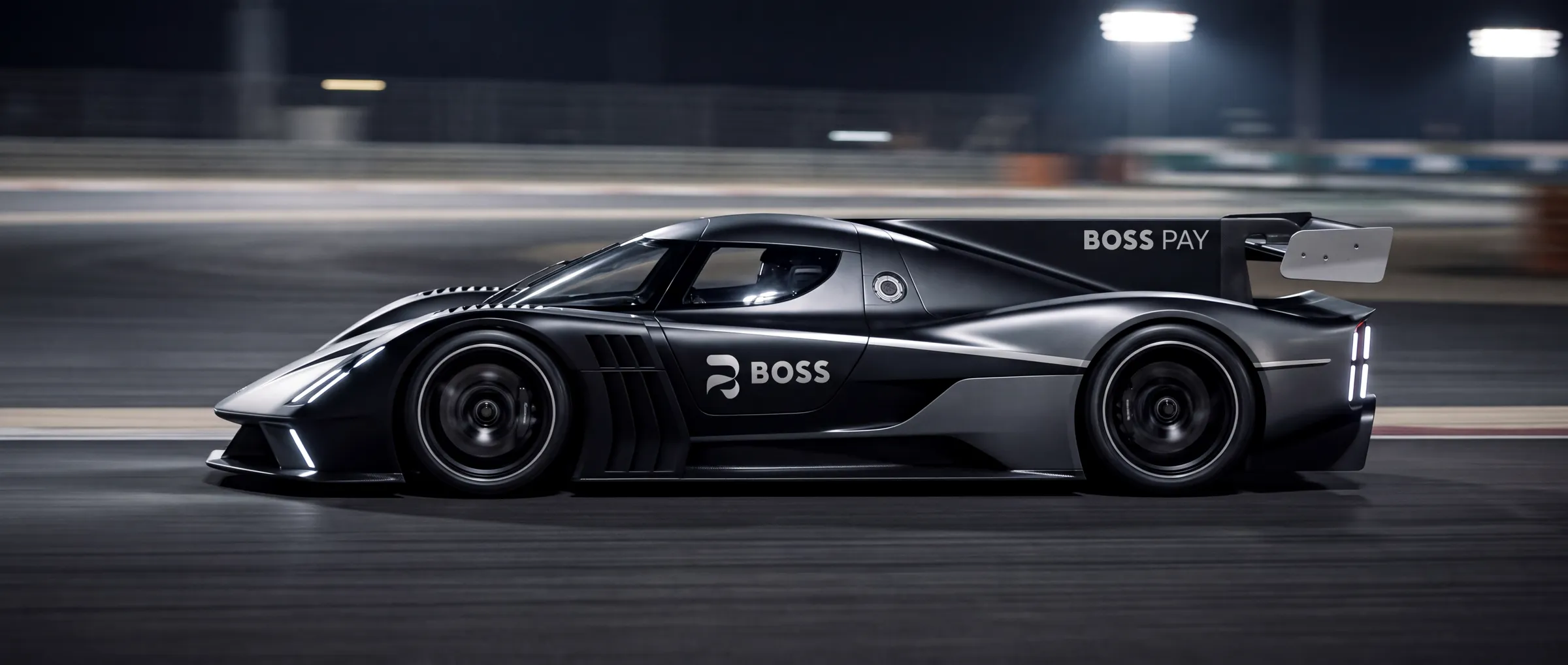 Carro BOSS Pay Racing Concept em velocidade