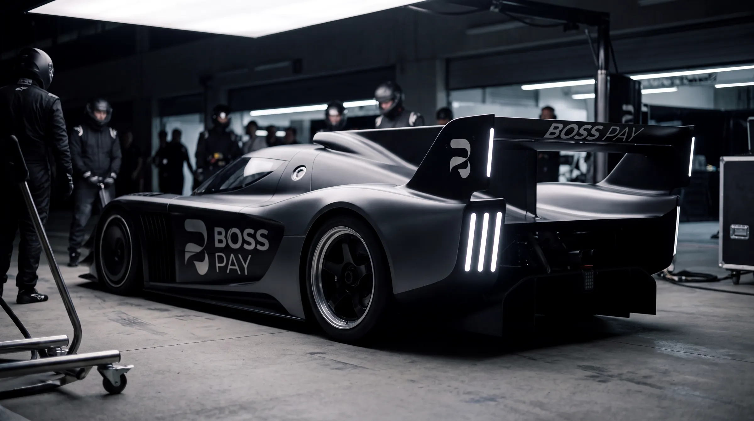 Carro BOSS Pay Racing Concept no pit lane